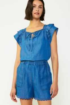 Current Air Back Cutout Top CHAMBRAY Online