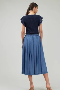 Current Air Box Pleat Skirt CHAMBRAY Online