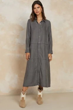 Current Air Chambray Shirt Dress WASHEDBLACK Discount