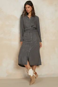 Current Air Chambray Shirt Dress WASHEDBLACK Discount