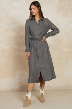 Current Air Chambray Shirt Dress WASHEDBLACK Discount