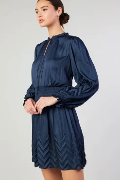 Current Air Chevron Pleat Mini Dress NAVY Discount