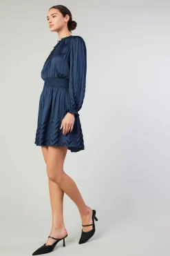 Current Air Chevron Pleat Mini Dress NAVY Discount