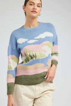 Current Air Cloudy Meadows Sweater BLUEMLT Hot