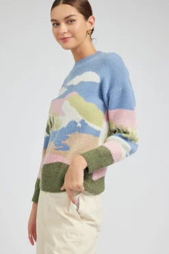 Current Air Cloudy Meadows Sweater BLUEMLT Hot
