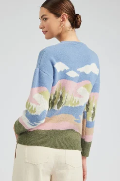 Current Air Cloudy Meadows Sweater BLUEMLT Hot