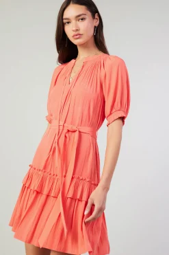 Current Air Coletta Smocked Yoke Mini Dress CORAL Best