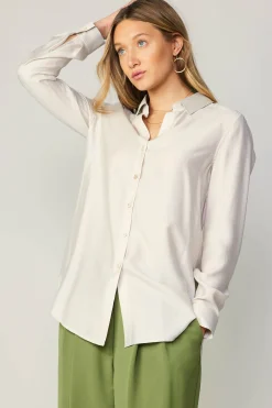 Current Air Collared Button Down Shirt BONE New