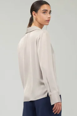 Current Air Collared Splitneck Blouse SILVERSTONE Online