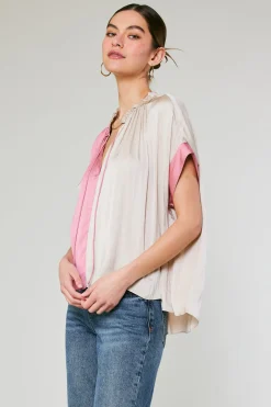 Current Air Colorblock Contrast Top LIGHTTAUPE-PINK New