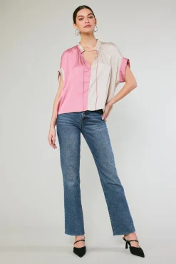 Current Air Colorblock Contrast Top LIGHTTAUPE-PINK New