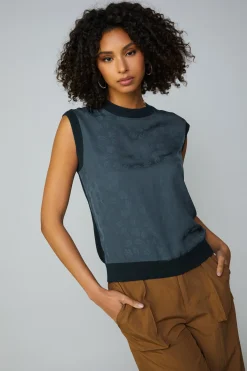 Current Air Contrast Crewneck Top MIDNIGHTNAVY Clearance