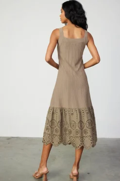 Current Air Contrast Lace Knit Dress LATTE Outlet