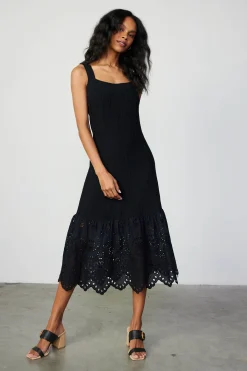 Current Air Contrast Lace Knit Dress BLACK Clearance