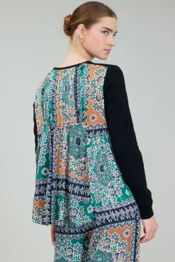 Current Air Contrast Panel Sweater Top GREENMLT Discount