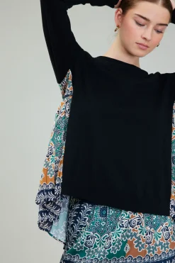 Current Air Contrast Panel Sweater Top GREENMLT Discount