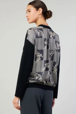 Current Air Contrast Paneled Cardigan BLACK Hot