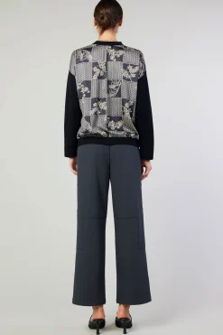 Current Air Contrast Paneled Cardigan BLACK Hot