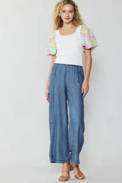 Current Air Contrast Sleeve Knit Top PINK Online