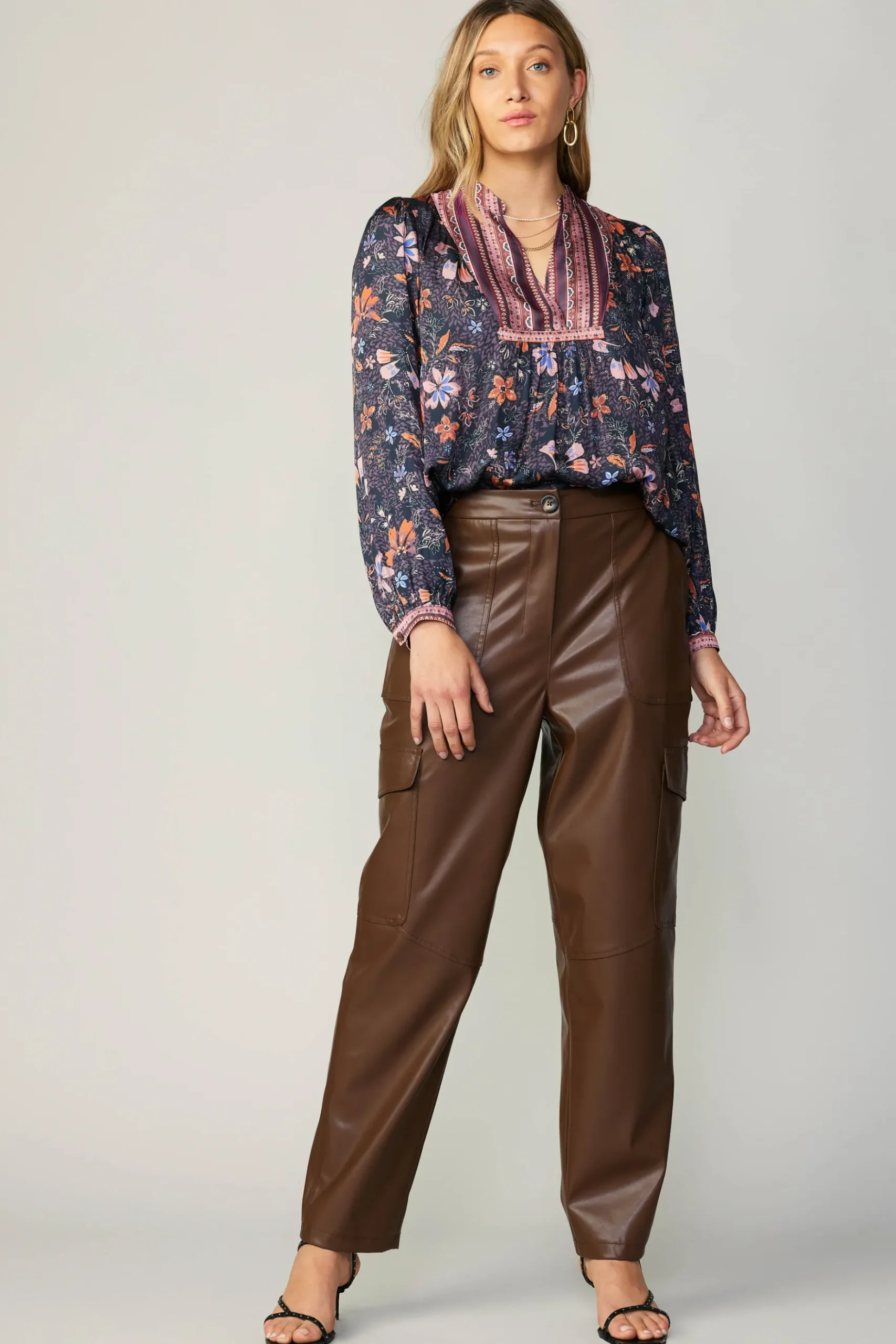 Current Air Contrast Stripe Floral Blouse MULTI Discount