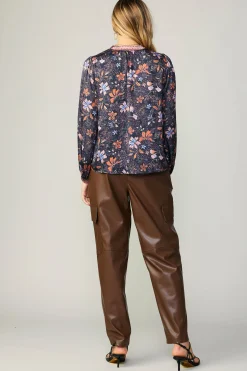Current Air Contrast Stripe Floral Blouse MULTI Discount