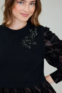 Current Air Contrast Velvet Foil Mini Dress BLACKBRONZEMULTI Online