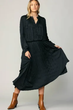 Current Air Crinkle Plisse Midi Skirt BLACK Outlet