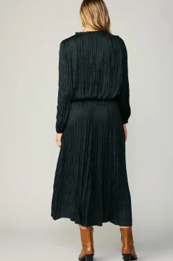 Current Air Crinkle Plisse Midi Skirt BLACK Outlet
