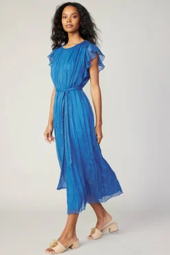 Current Air Crinkled Texture Flutter Dress AZUREBLUE Online