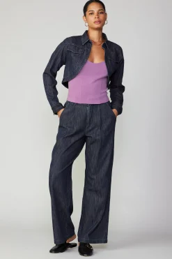 Current Air Cropped Denim Jacket DARKINDIGO Fashion