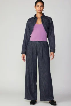 Current Air Cropped Denim Jacket DARKINDIGO Fashion