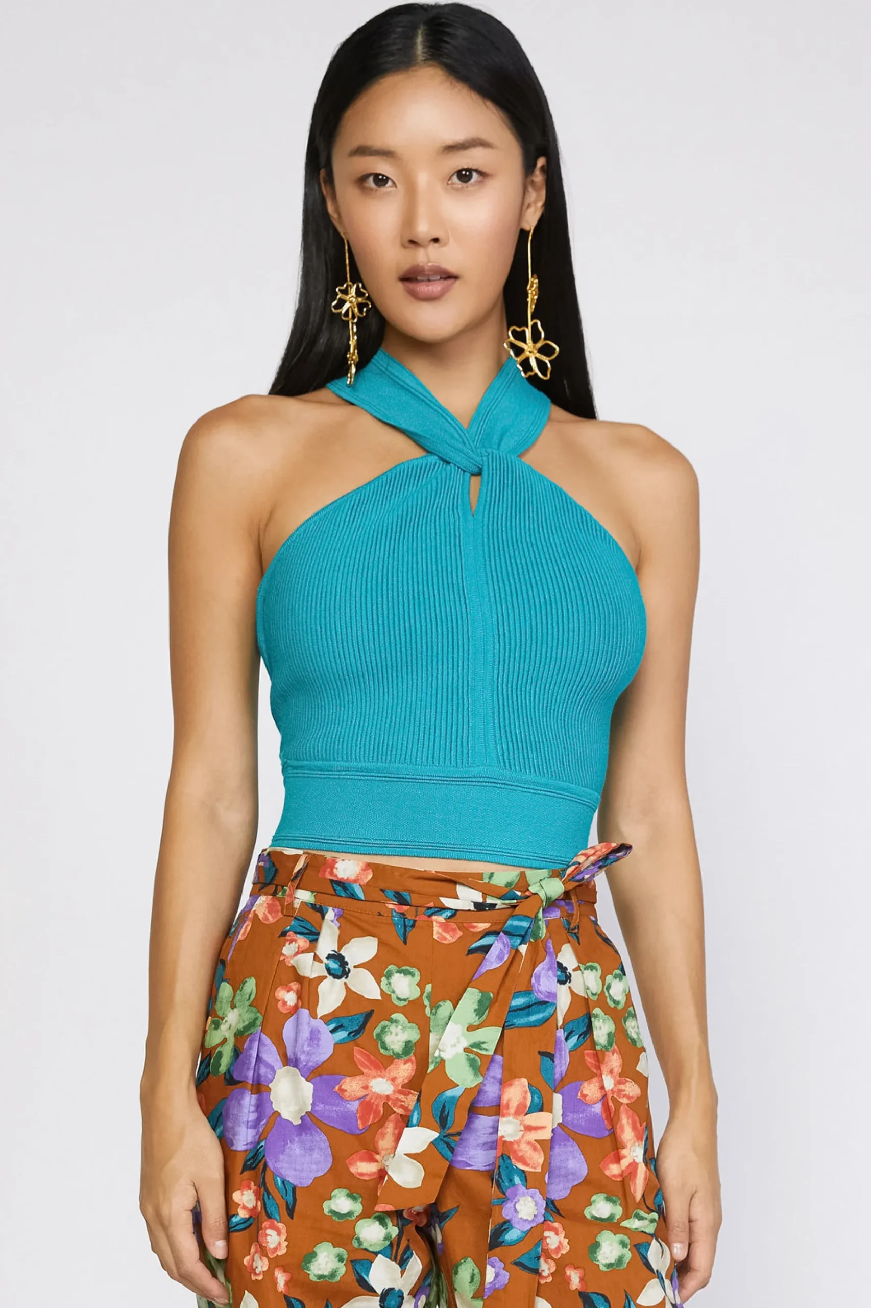 Current Air Cross Sweater Tank Top TEAL Sale