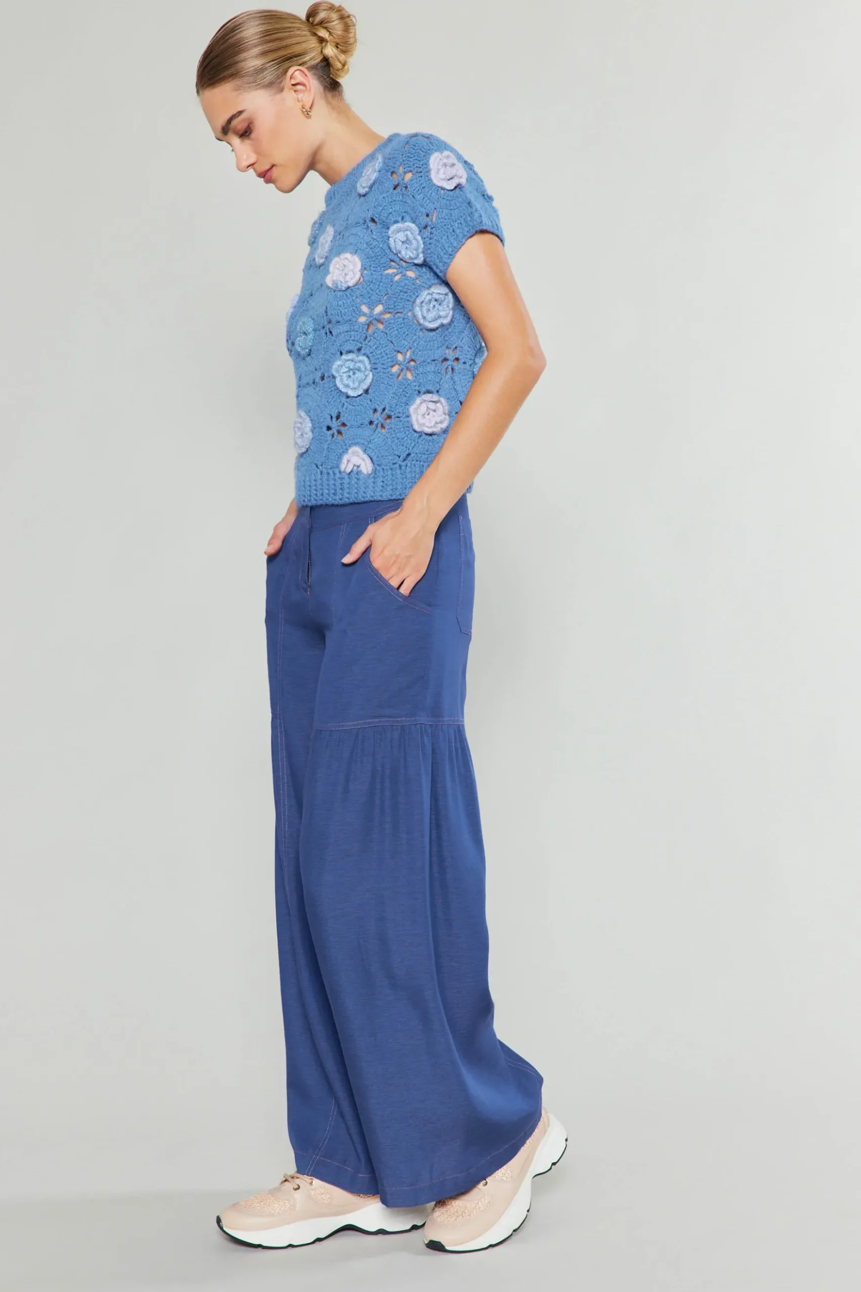Current Air 3D Floral Crochet Top BLUEMLT Outlet