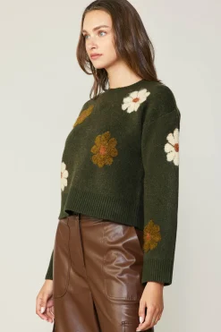 Current Air Daisy Embroidered Sweater KHAKI Discount