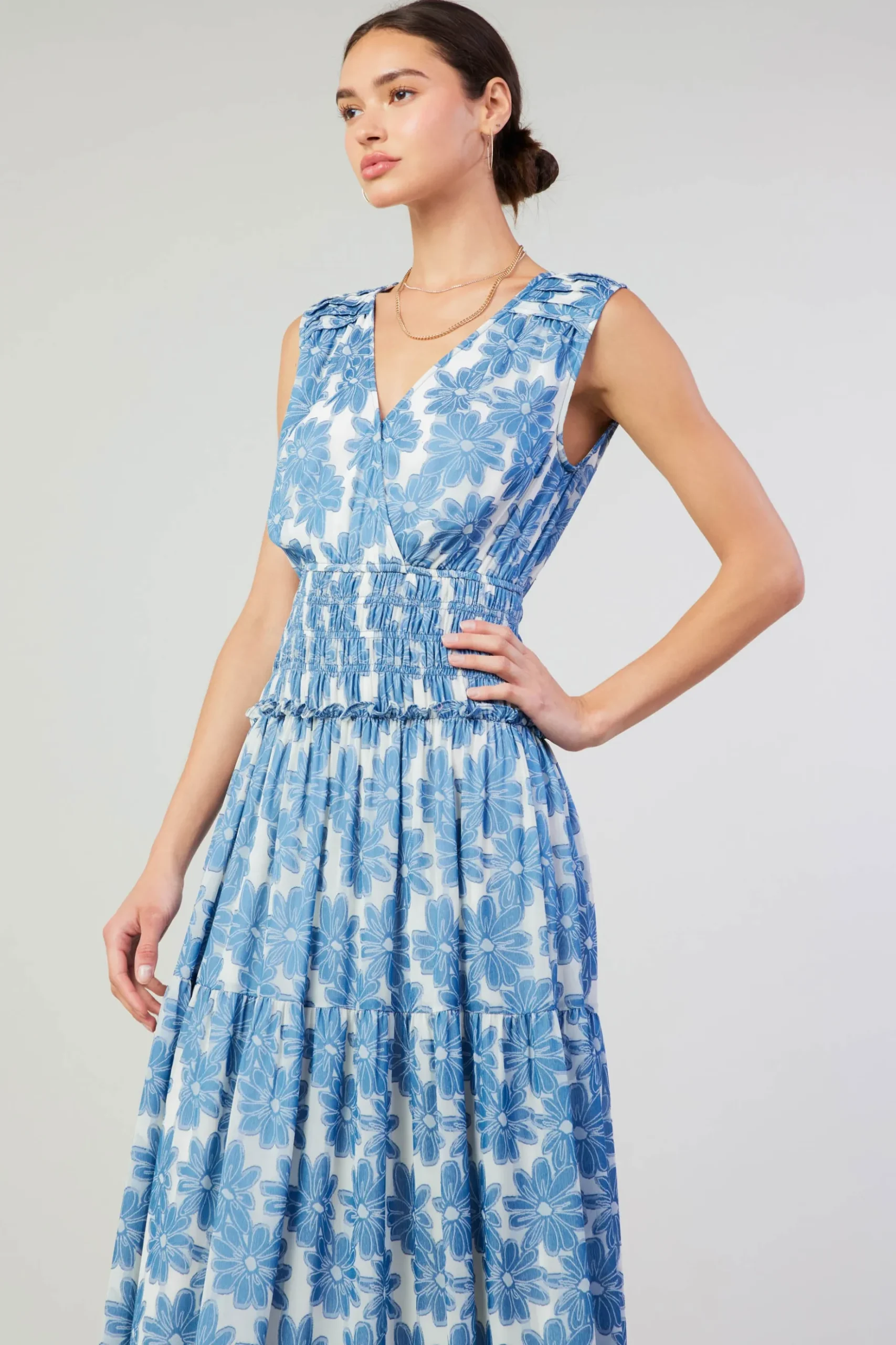 Current Air Daisy Jacquard Maxi Dress DENIMBLUE Fashion