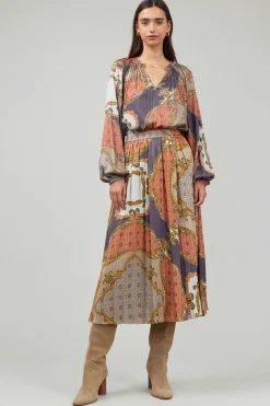 Current Air Damask Patterned Midi Skirt BROWNMLT Online