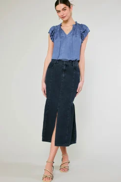 Current Air Denim Midi Skirt INDIGO Discount