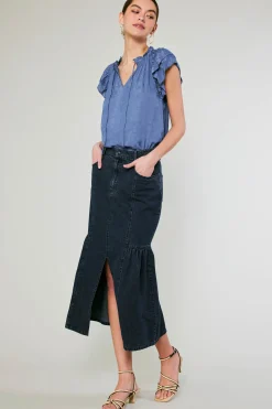 Current Air Denim Midi Skirt INDIGO Discount