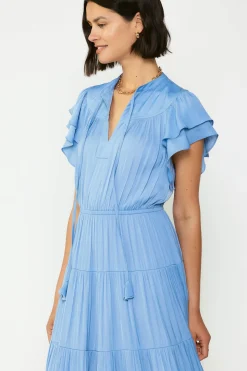 Current Air Everleigh Flutter Sleeve Midi Dress LIGHTDUSTYBLUE Hot
