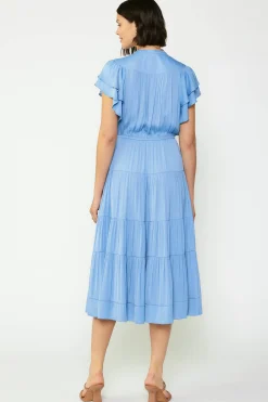 Current Air Everleigh Flutter Sleeve Midi Dress LIGHTDUSTYBLUE Hot