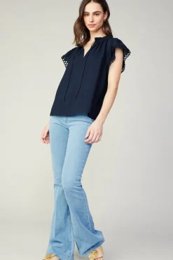 Current Air Eyelet Blouse NAVY Outlet