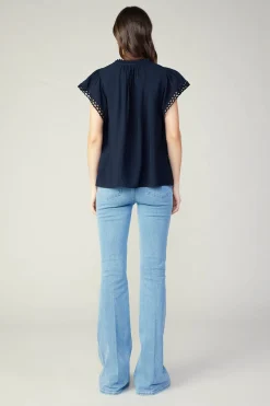 Current Air Eyelet Blouse NAVY Outlet