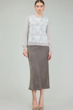 Current Air Floral Applique Sweater LIGHTBEIGE Online