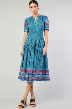 Current Air Floral Bohemian Midi Dress BLUEMLT Clearance