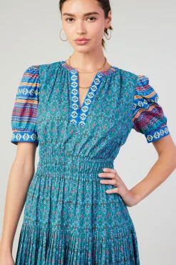 Current Air Floral Bohemian Midi Dress BLUEMLT Clearance
