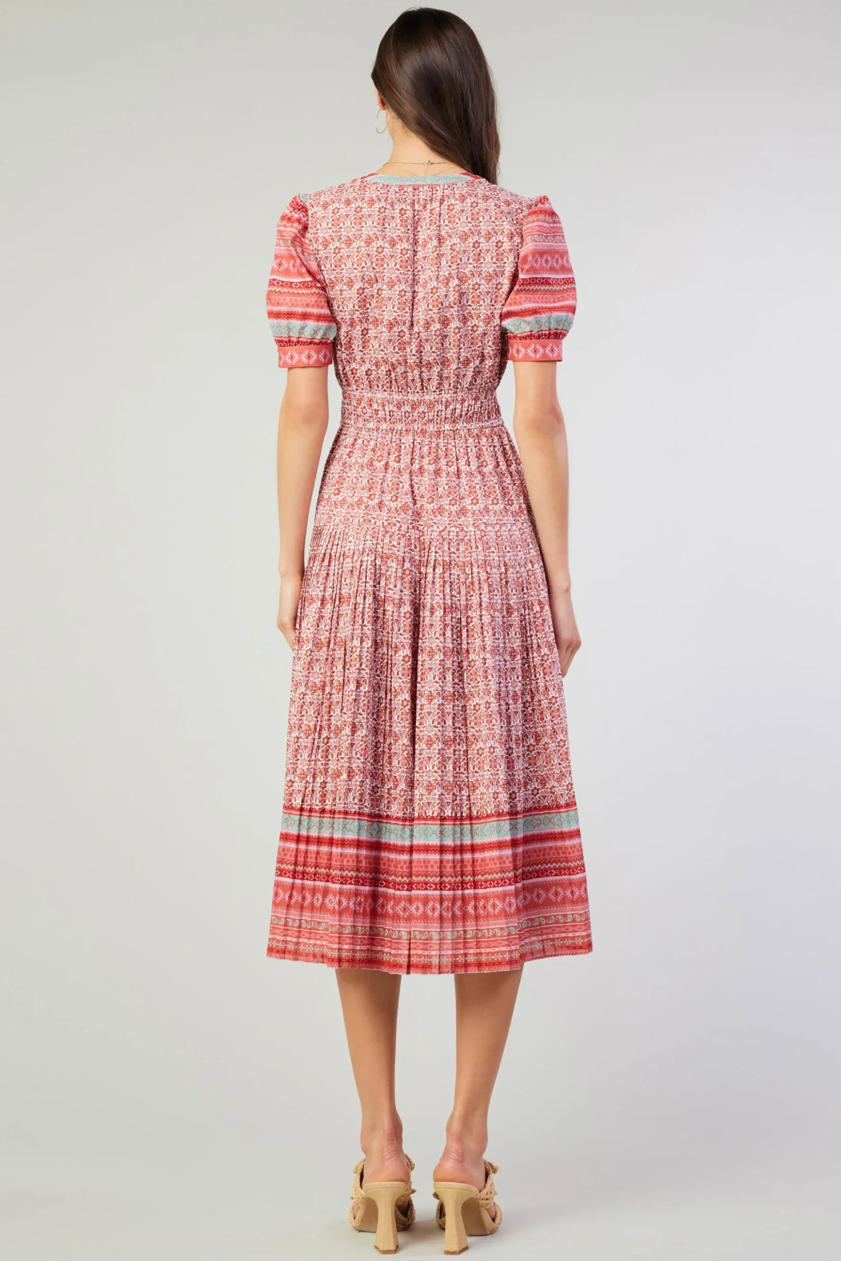 Current Air Floral Bohemian Midi Dress REDMLT New