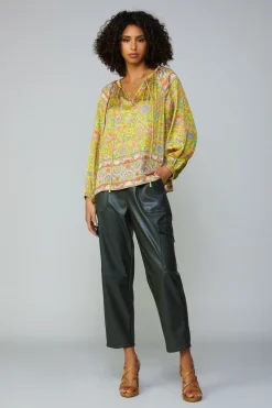 Current Air Floral Border Print Raglan Blouse YELLOWMLT Hot