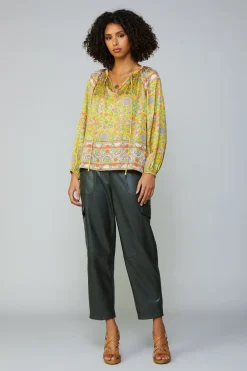 Current Air Floral Border Print Raglan Blouse YELLOWMLT Hot
