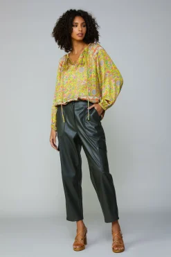 Current Air Floral Border Print Raglan Blouse YELLOWMLT Hot