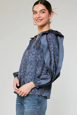 Current Air Floral Constellation Blouse NAVY Discount